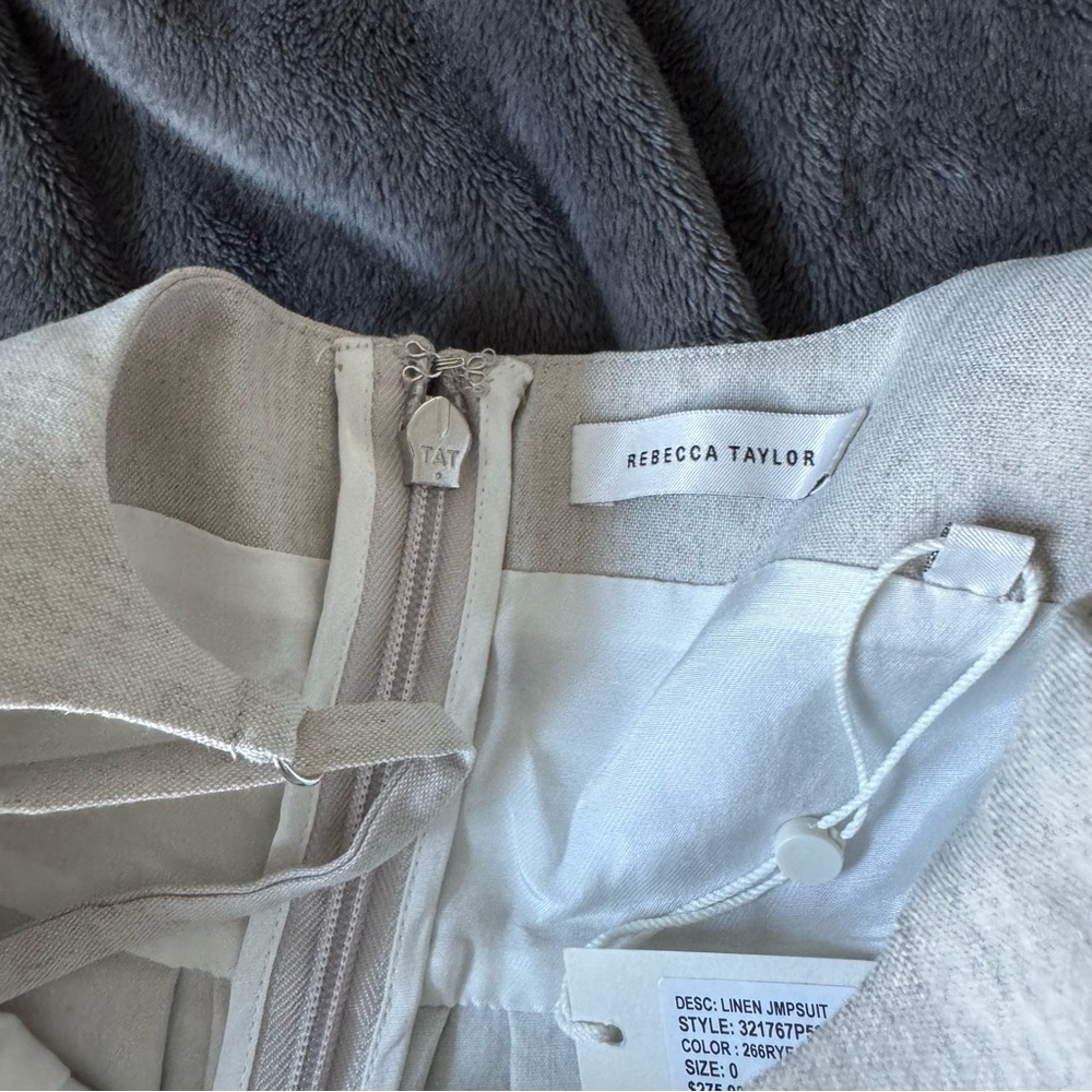 Rebecca Taylor linen romper, jumpsuit size 0 in Rye, cream - Picture 10 of 12